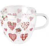 Ambiente dubbelwandig theeglas Lovely Hearts