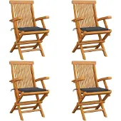 vidaXL Tuinstoelen 4 st met antracietkleurige kussens massief teakhout