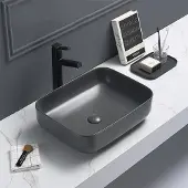 Sanisense Toscane waskom incl clickwaste mat antraciet 50x39 cm
