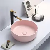 Sanisense Toscane waskom rond incl clickwaste mat roze 39 cm