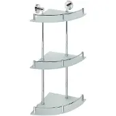 Sapho Drievoudige Glazen Hoekplank X-Round 25x67x25 cm Chroom