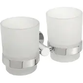 Sapho Dubbele Bekerhouder X-Round Hangend Chroom / Melkglas