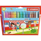 Stabilo Power - Viltstift - Tot 8 Weken Zonder Dop - Etui Met 24 Kleuren (24 stuks)