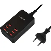 Logilink USB-taillader met 6 USB-poorten, 32W, zwart (verpakking: 1 stuks, vouwdoos)