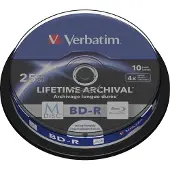 Verbatim M-DISC BD-R 4X 25GB INKJET PRINTABLE 10 PACK SPNDL