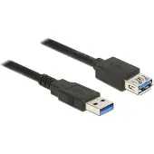 DeLOCK 85057 USB-kabel USB 3.2 Gen1 USB-A stekker, USB-A bus 3.00 m Zwart Vergulde steekcontacten