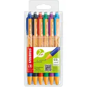 Stabilo Pointball Intrekbaar Balpen Kleurenassortiment 0,5 mm Medium Balpen Navulbaar 79% Gerecycled 6 Stuks