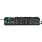 Brennenstuhl Primera-Line stekkerdoos 10-voudig zwart 2m H05VV-F 3G1,5 de stopcontacten zijn schakelbaar per 5 *FR*