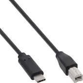 InLine USB-C naar USB-B kabel - USB2.0 - tot 1A / zwart - 5 meter