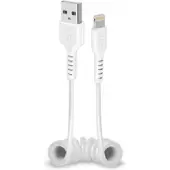 SBS Spiral USB-A naar Apple Lightning Kabel MFI 0.5 Meter - Wit