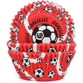 House of Marie Cupcake Vormpjes - Rood Voetbaldoel - pk/50 - Baking Cups voor Muffins en Cupcakes