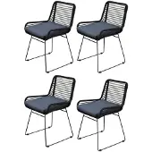AVH-Collectie Zenia dining tuinstoel rope zwart set van 4