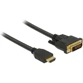 DeLOCK 85653 HDMI-kabel HDMI / DVI Aansluitkabel HDMI-A-stekker, DVI-D 24+1-polige stekker 1.5 m Zwart Afgeschermd (drievoudig), Vergulde steekcontacten