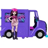 Mattel Draculaura Doll & Playset Fangtastic Rockin Food Truck with Pullout Stage Transformation & 13+ Themed Accessories