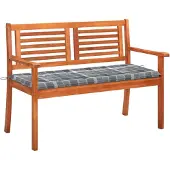 vidaXL - Tuinbank - 2-zits - met - kussen - 120 - cm - massief - eucalyptushout