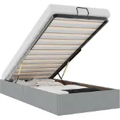 vidaXL Bedframe zonder matras 90x190 cm stof lichtgrijs