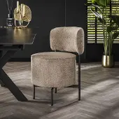 Dimehouse Set van 2 Draaibare Eetkamerstoelen Bouclé Lima - Rond - Zonder Armleuningen Grijs