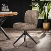 Dimehouse Set van 2 Draaibare Eetkamerstoelen Bouclé Lava - Zonder Armleuningen Beige