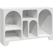 Sweeek Dressoir met 6 vakken houtdecor organisch 120cm Wit