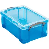 Really Useful Box opbergdoos, kunststof, met deksel, transparant blauw, 9 l