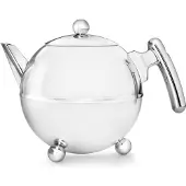 Bredemeijer - Theepot dubbelwandig - Duet Bella Ronde – 1,2 liter - RVS - Chroom beslag