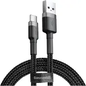 Baseus Duurzame nylon USB-C-kabel 2A 3M zwart en grijs