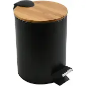 Article Sans Marque Pedaalemmer 3L - ADONIS - Prullenbak Badkamer - Bamboo - Zwart