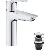 GROHE QuickFix Start - Wastafelkraan met Push-Open afvoerplug, chroom 24204002