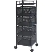 En.casa Keukentrolley Sunndal met 4 manden 79,5x27x27 cm zwart