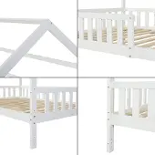 En.casa Kinderbed Ydre huisbed met bedbodem 120x200 cm wit []