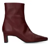 Manfield Bordeaux rode leren enkellaarsjes met hak | Maat 39