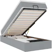 vidaXL Ottoman bed met matras 90x200cm stof lichtgrijs