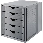 HAN Ladebak SYSTEMBOX KARMA, 5 gesloten lades, DIN A4, licht lopend, B 274 x D 330 x H 320 mm, grijs