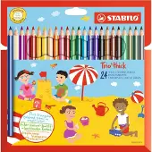 Stabilo Trio Dik Kleurpotloden - Etui 24 kleuren + geschikte puntenslijper