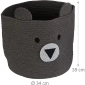 Relaxdays speelgoedmand kinderkamer - 27 liter - katoen - 38 x 34 cm - opvouwbaar - beer