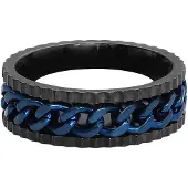 EtNox Ring - Chain - voor Mannen - zwart-blauw | Maat XL