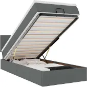 vidaXL Ottoman bed met matras en LED's 100x200cm stof donkergrijs