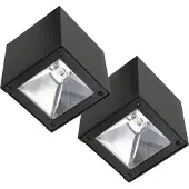 Ks Verlichting - Wandlamp - Cube - solar - zwart - set van 2 - vierkant - solar tuinverlichting - modern - zonneenergie buitenverlichting