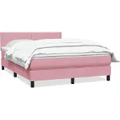 vidaXL Boxspring met matras fluweel roze 160x220 cm