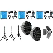 Nanlite FC-120B LED Bi-color Spot Light tripple kit (with case, light stand, fresnel and softbox)