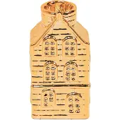 Housevitamin Kaarshouder - Huis - Keramiek - Goud - 6x5,5x11cm