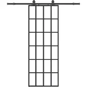 vidaXL - Schuifdeur - met - beslagset - 76x205 - cm - ESG - glas - zwart