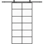vidaXL Schuifdeur met beslag, zwart, 102x205 cm, veiligheidsglas