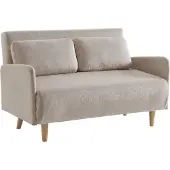 Sweeek 2 zits corduroy slaapbank met houten poten Beige