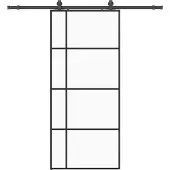 vidaXL Schuifdeur met beslag, zwart, 90x205 cm, veiligheidsglas
