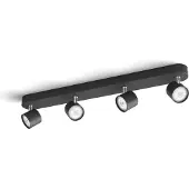 Philips Zwarte led plafondspot Star 4-lichts