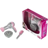 Theo Klein Toys Braun haardroger met diffuser en borstel - incl. ventilator met koude-lucht-mechanisme - roze grijs