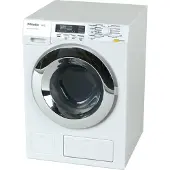KleinToys Toys Miele wasmachine - 18,5x26x18 cm - incl. roterende trommel, watertoevoer, waterafvoer en geluidseffecten - wit