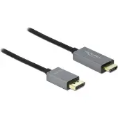 DeLOCK 85928 DisplayPort-kabel DisplayPort / HDMI Aansluitkabel DisplayPort-stekker, HDMI-A-stekker 1 m Zwart, Grijs 4K UHD, Vergulde steekcontacten