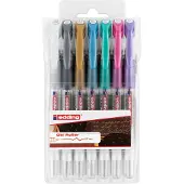 Edding 2185 Gel Roller 7 Set Metallic/White | Rollertip 0,7 mm